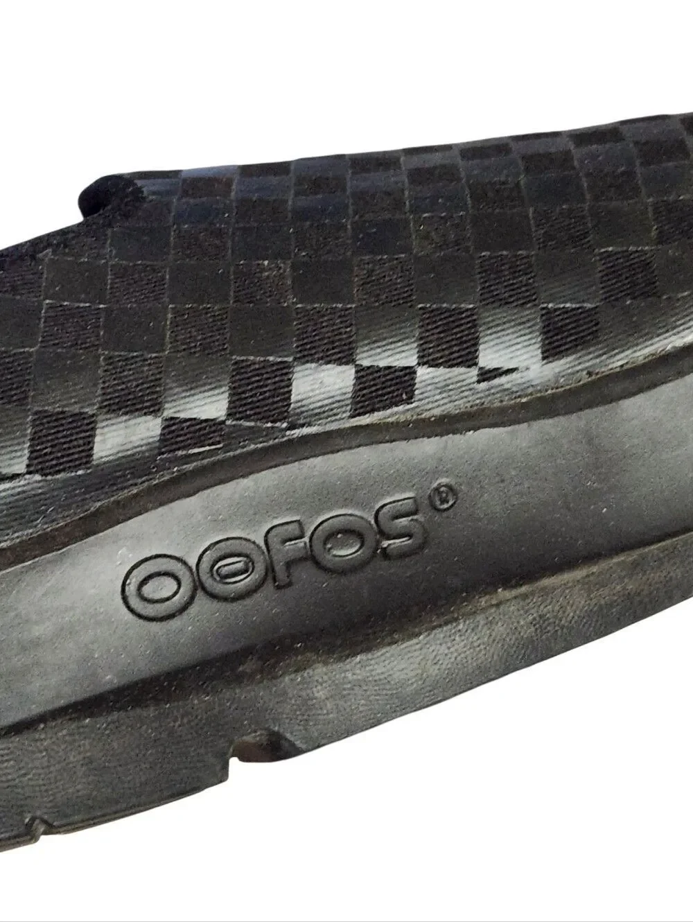 Oofos Shoes Mens 9.5 Black Checkered Slip On Sneakers Oomg Eezee Low 42.5